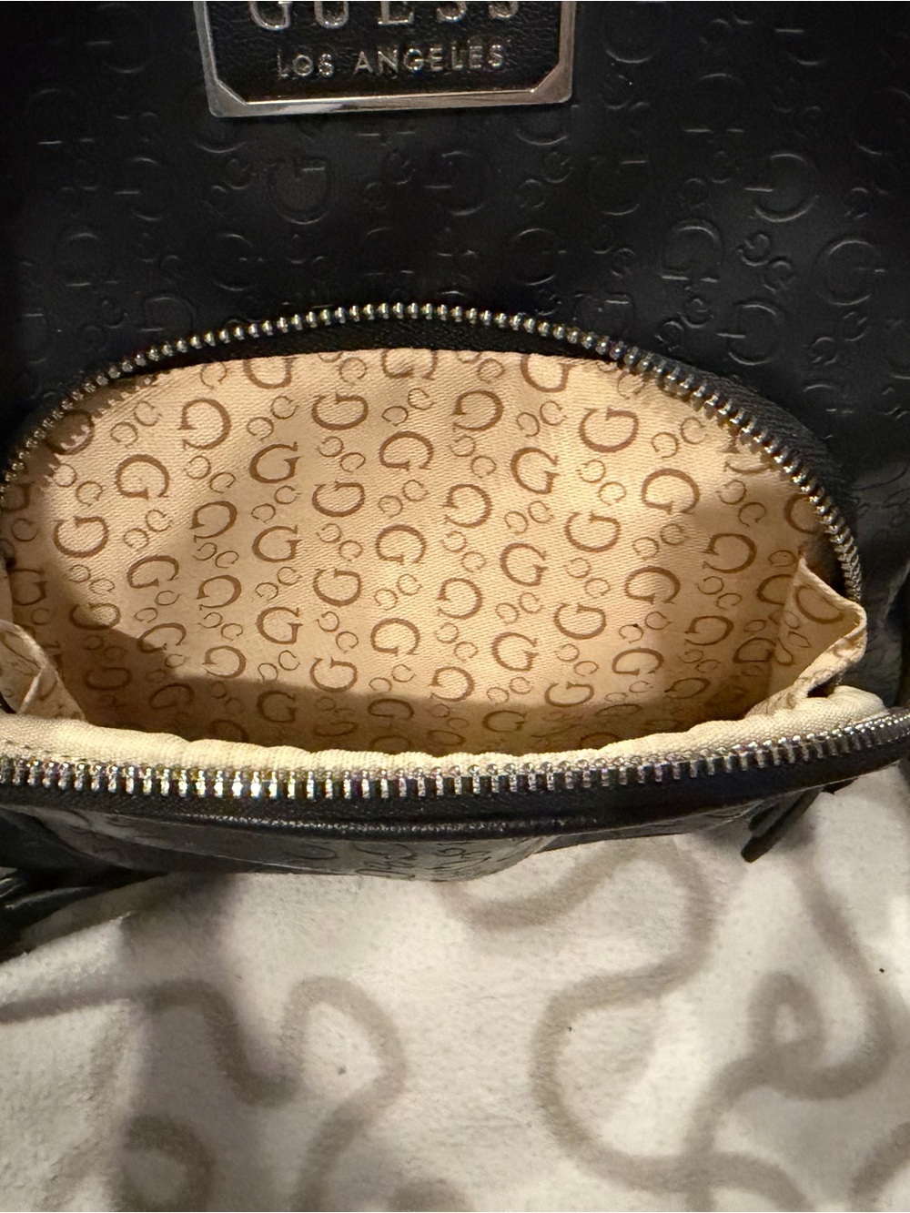 GUESS Black Embossed Mini Backpack - Picture 4 of 7